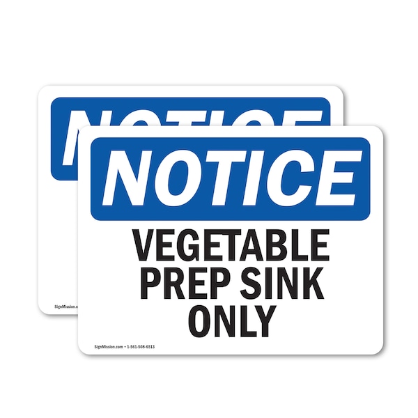 Signmission Vegetable Prep Sink Only, 7 in W x Rectangle, Vinyl Decal OS-2PACK-NS-D-57-L-18863 - main